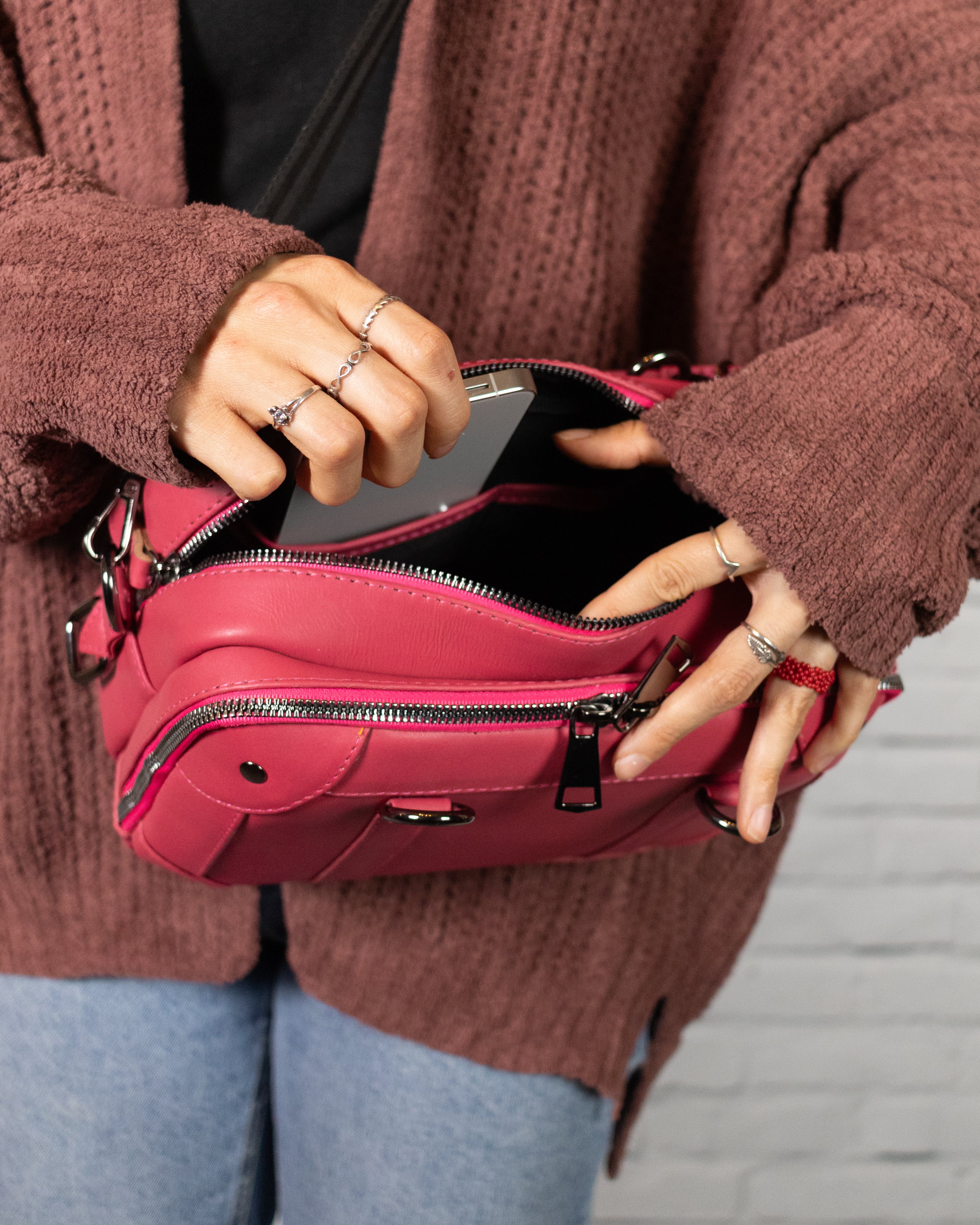 Mini Maletín- Piel - CrossBody - Rosa