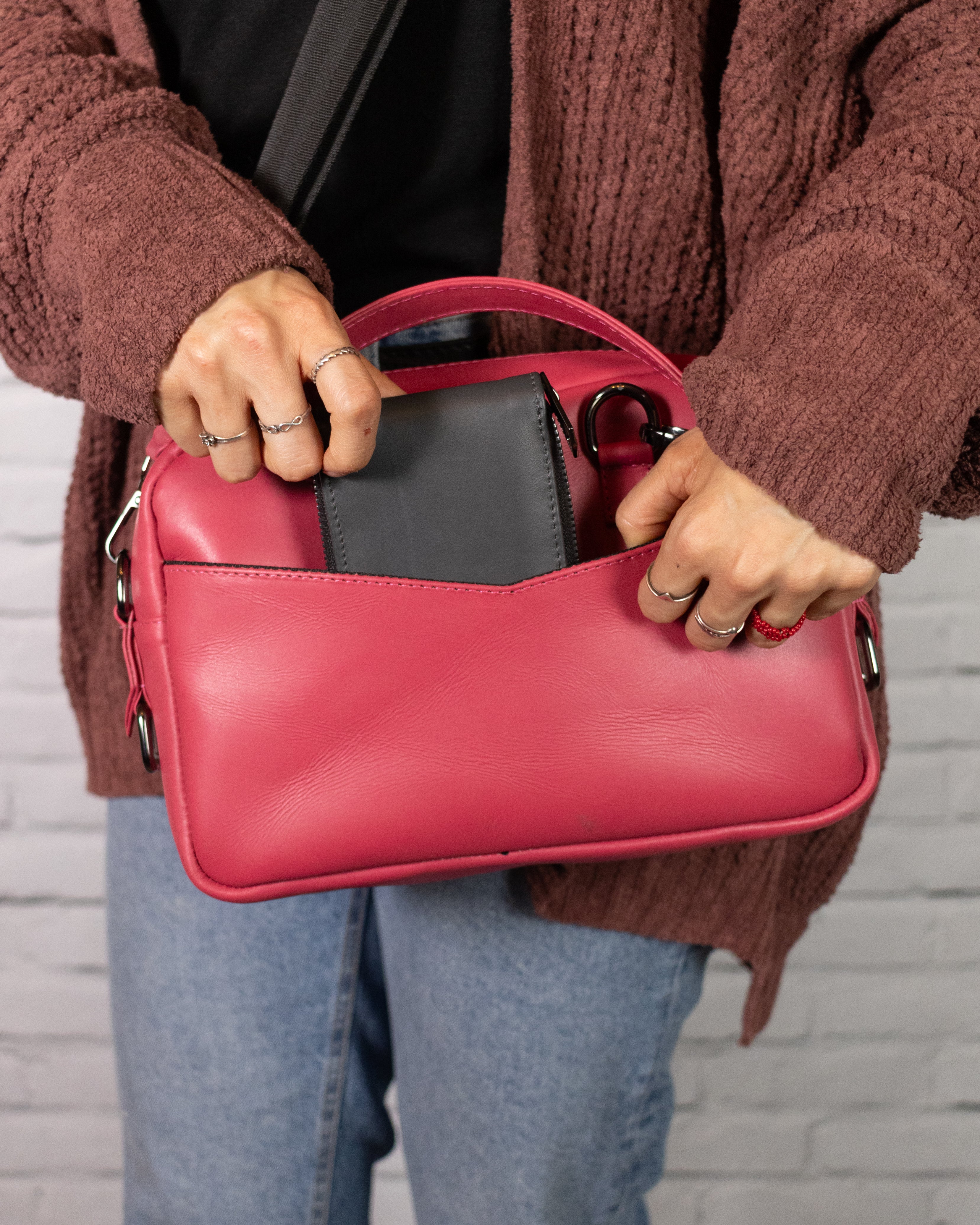 Mini Maletín- Piel - CrossBody - Rosa