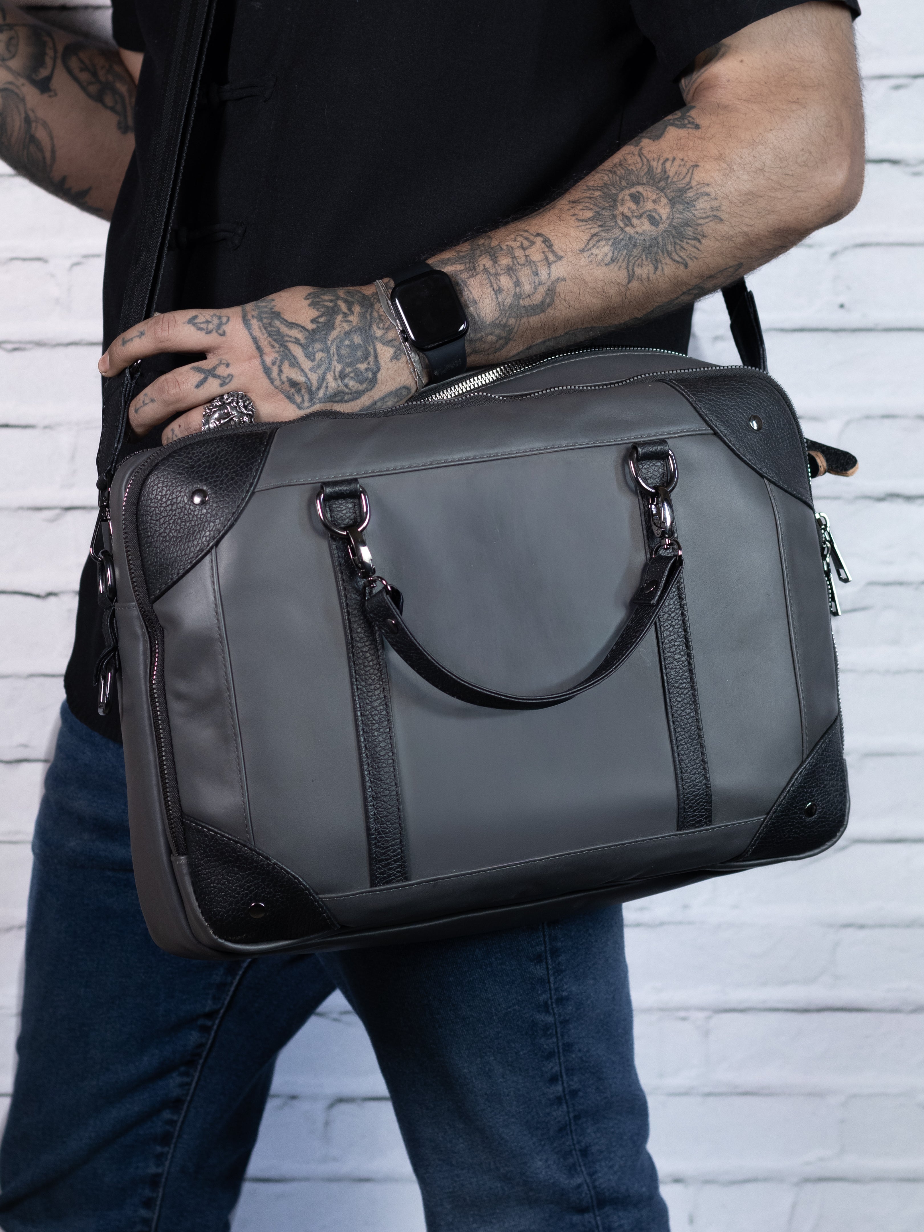 Maletín - Porta Laptop - Piel Gris