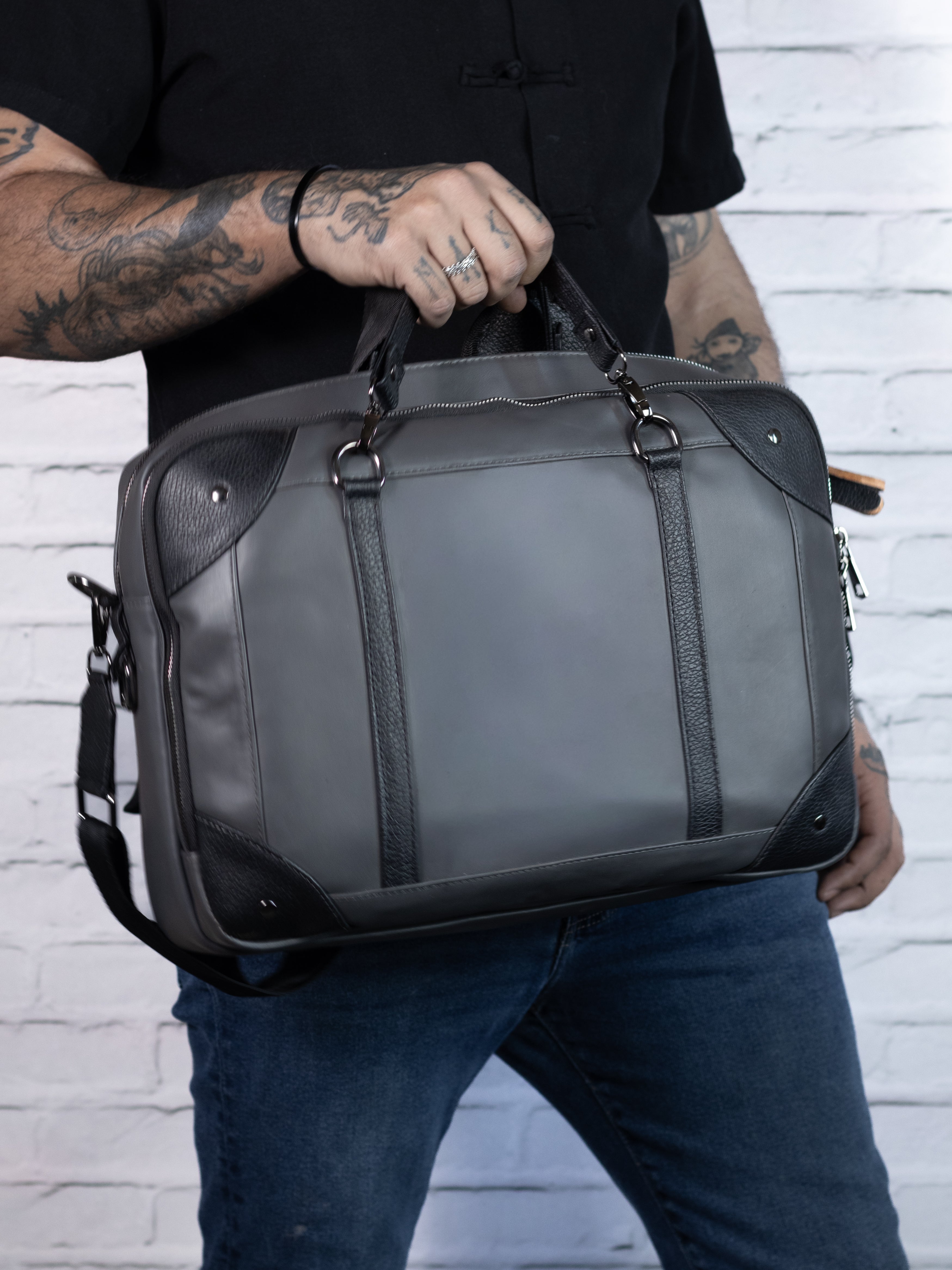 Maletín - Porta Laptop - Piel Gris
